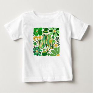 Boho Floral Glitter St Patrick Day Shamrock Baby T-Shirt