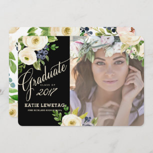 BOHO FLORAL GRADUATION ANNOUNCEMENT, PARTY INVITE