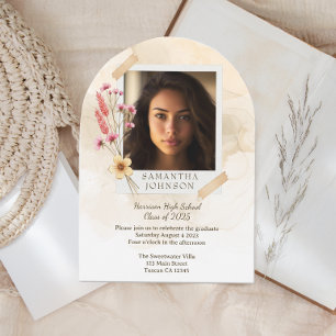 Boho Floral Graduation Party Invitation