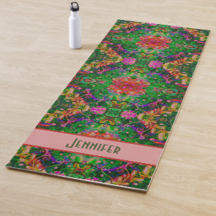 Boho Floral Green Abstract Pretty Inspirivity Yoga Mat