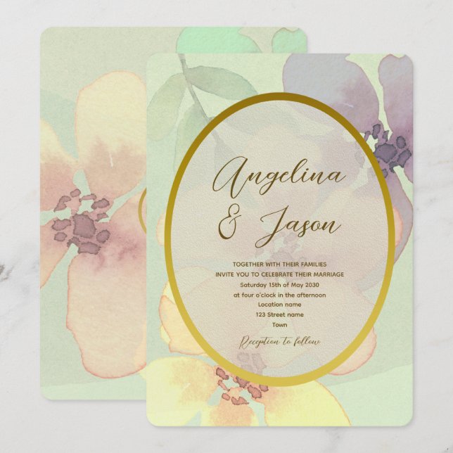 Boho Floral Greenery Botanical Wedding Invitation (Front/Back)