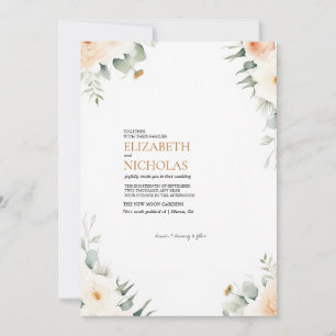 Boho Floral Greenery Botanical Wedding Invitation