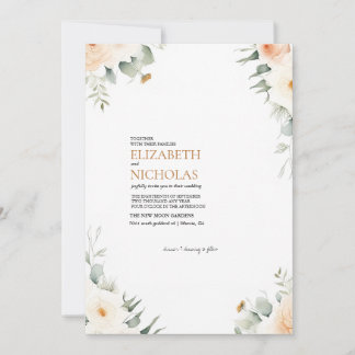 Boho Floral Greenery Botanical Wedding Invitation
