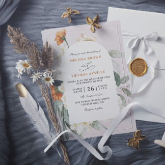 Boho Floral Greenery Budget QR Code Wedding Invitation