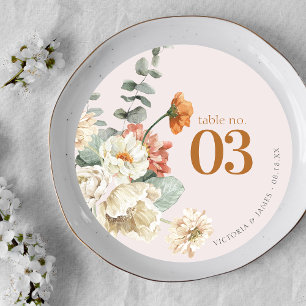 Boho Floral Greenery Wedding Table Number