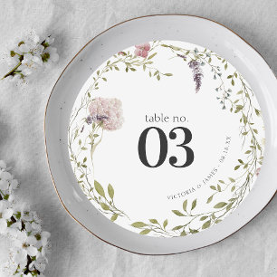 Boho Floral Greenery Wedding Table Number