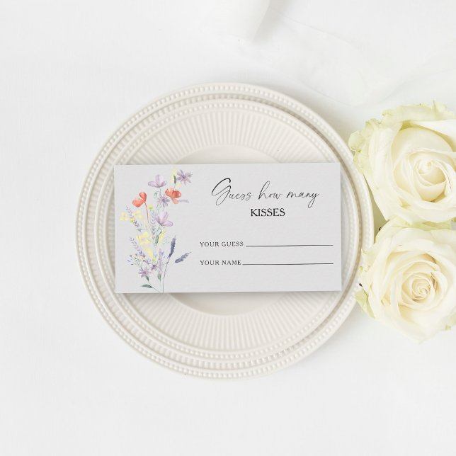 Boho Floral guess how many kisses bridal game Enclosure Card (Creator Uploaded)