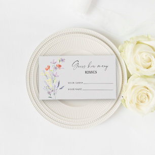 Boho Floral guess how many kisses bridal game Enclosure Card