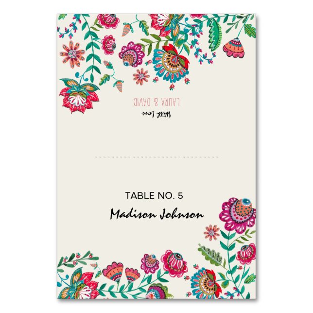 Boho Floral | Guest name settings | Place Card (Front)