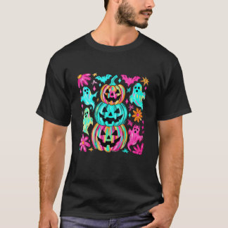 Boho Floral Halloween Pumpkin Ghost Autumn Season  T-Shirt