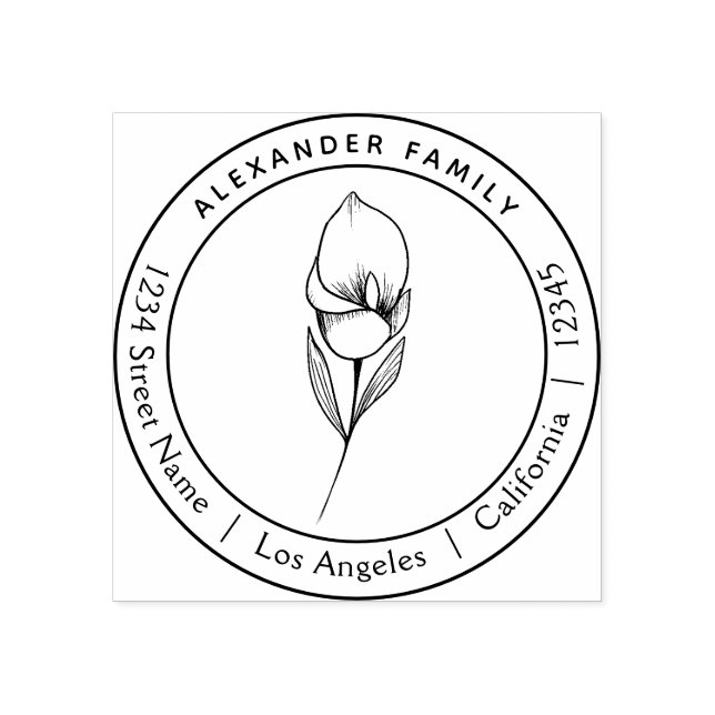 Boho floral hand drawn Lily custom rubber stamp (Imprint)