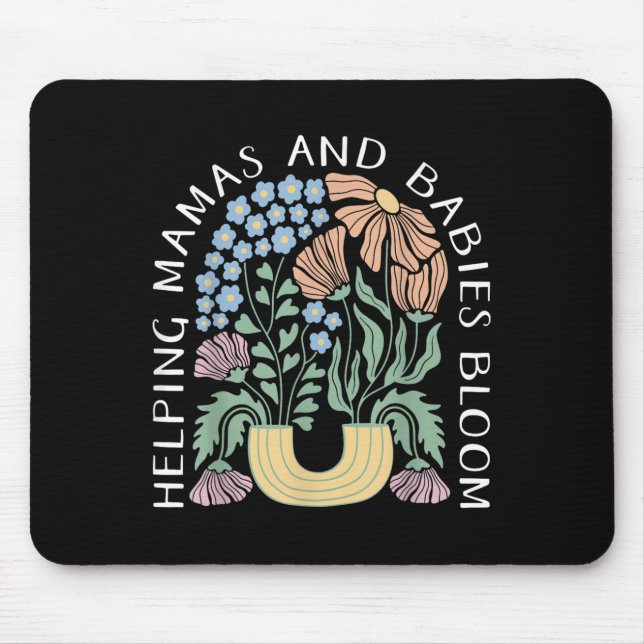 Boho Floral Helng Mamas &amp; Babies Bloom Doula B Mouse Mat (Front)