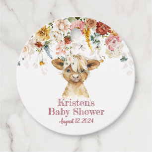 Boho Floral Highland Cow Gift Favour Tags