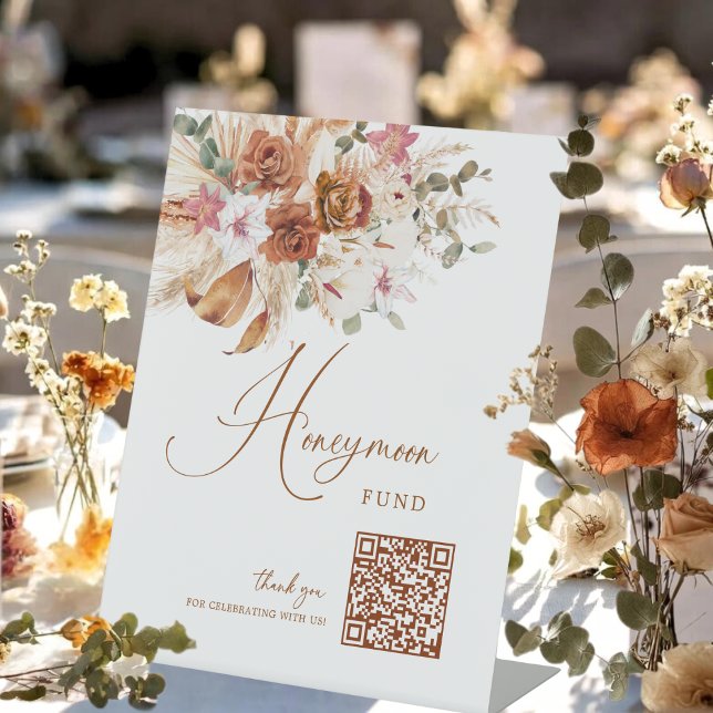Boho Floral Honeymoon Fund Wedding Decor Sign  (Creator Uploaded)