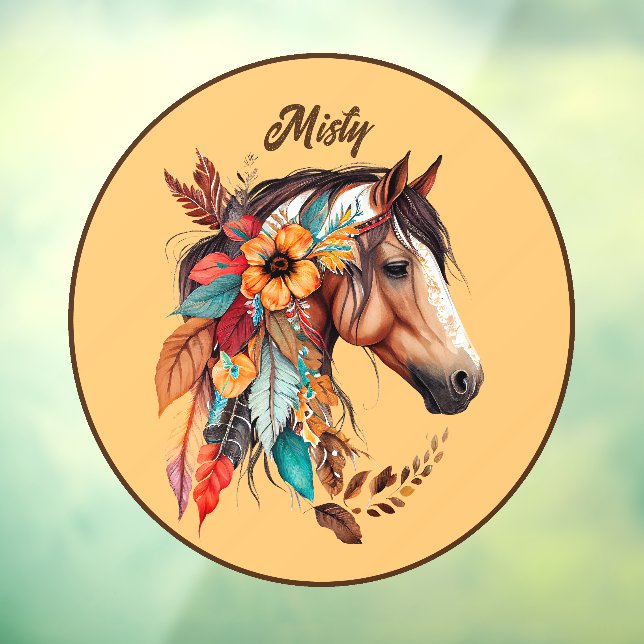 Boho Floral Horse Personalised Window Cling (Sheet 3)