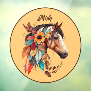 Boho Floral Horse Personalized Window Cling