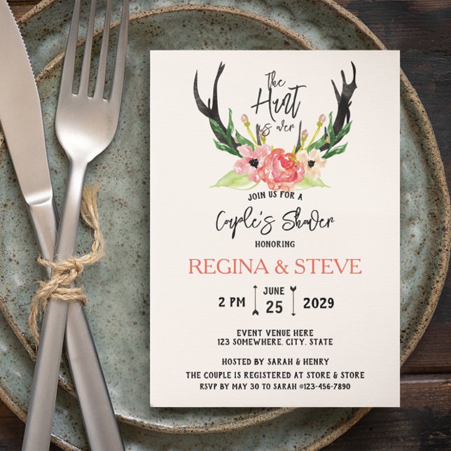 ©Boho Floral Hunt is Over Couple's Shower Invitation (Creator Uploaded)