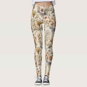 Boho Floral in Beige Leggings