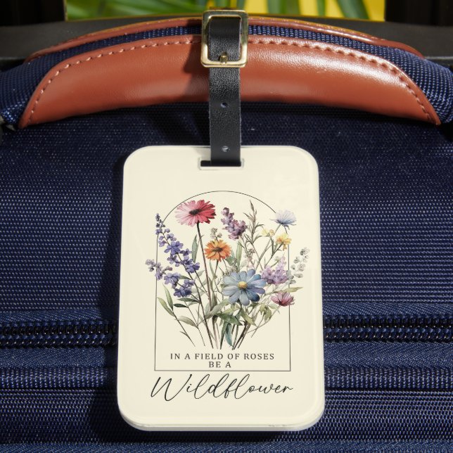 Boho Floral Inspirational Wildflower Quote  Luggage Tag (Front Insitu 2)