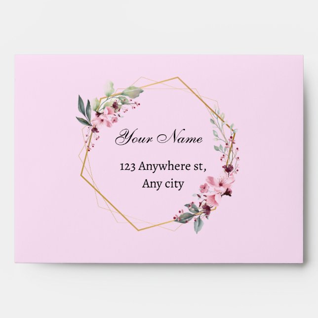 Boho floral ivory wedding envelope  (Front)