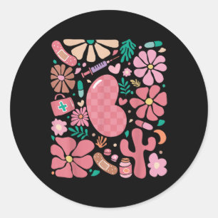 Boho Floral Kidney Nurse Summer Nephrology Dialysi Classic Round Sticker