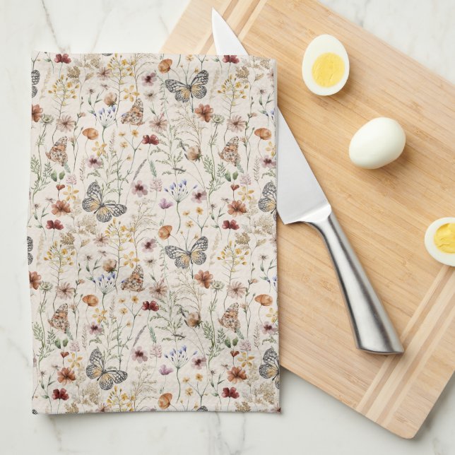 Boho Floral Kitchen Towel (Quarter Fold)