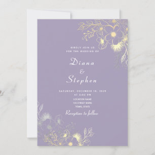 Boho Floral Lavender Wedding Invitation