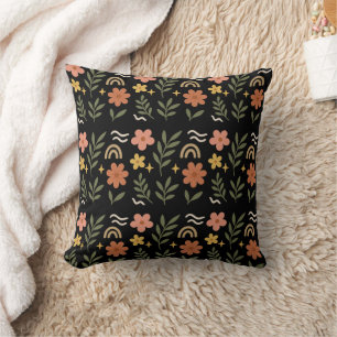 Boho Floral Leaf Pillow