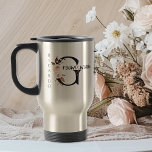 Boho Floral Letter Groomsman Travel Mug<br><div class="desc">Wedding party thank you gift mug to personalise for your groomsman. Groomsman is lettered with neutral boho floral letters and handwritten script. You can also add the name of the bride and groom and their wedding date, which frames a co-ordinating floral ampersand. Lovely wedding party keepsake gift and perfect for...</div>