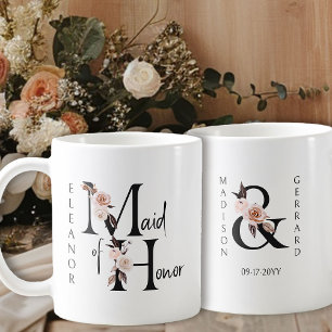 Boho Floral Letter Maid of Honour Coffee Mug