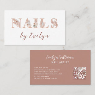 Boho Floral Letters Nails Business Card