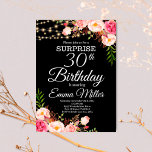 Boho Floral & Lights Surprise 30th Birthday Invitation<br><div class="desc">Boho Floral & Lights Surprise 30th Birthday Invitation. This design features pretty painted, watercolor boho floral on a rustic wood background accented with string lights. Click the customise button for more flexibility in modifying the text or moving the graphics. Contact us if you need this design applied to a specific...</div>