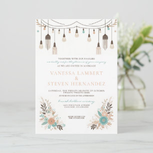 Boho Floral Lights Wedding Invitation