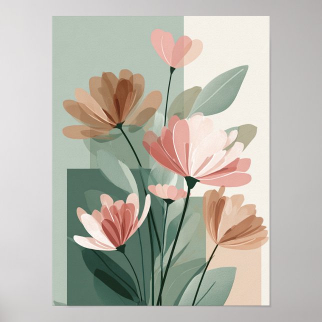 Boho Floral Line Art Print | Neutral Botanical Min (Front)