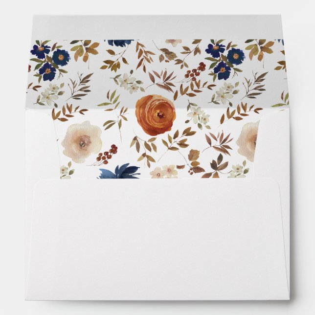 Boho Floral Lined Wedding Envelope (Back (Bottom))