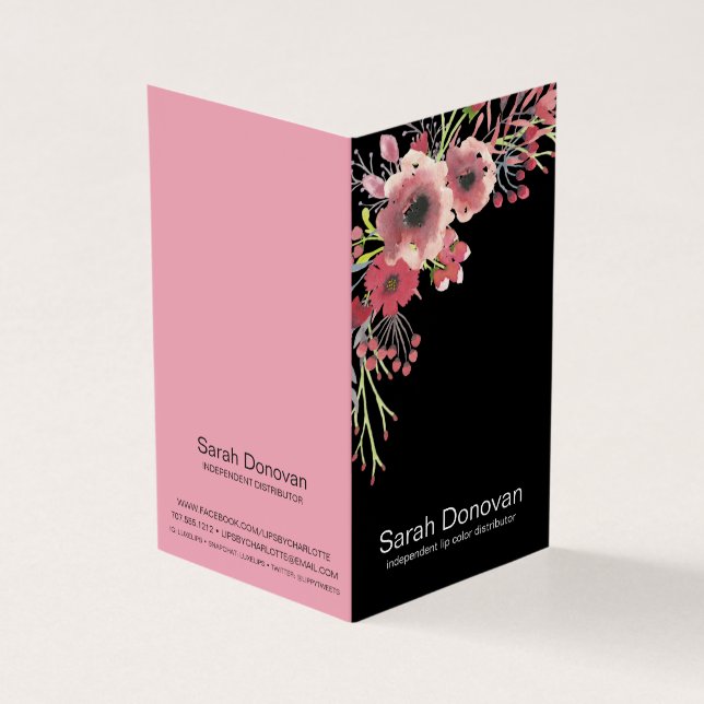 Boho Floral Lip Product Distributor Tips & Tricks Business Card (Outside)