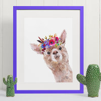 Boho Floral Llama Alpaca Nursery Child