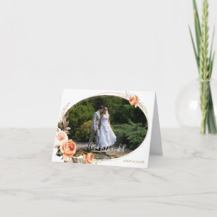 Boho Floral Love and Thanks Wedding Thank You Card