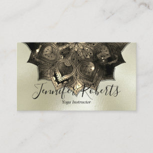 Boho Floral Mandala Chic Yoga Instructor Gold Business Card