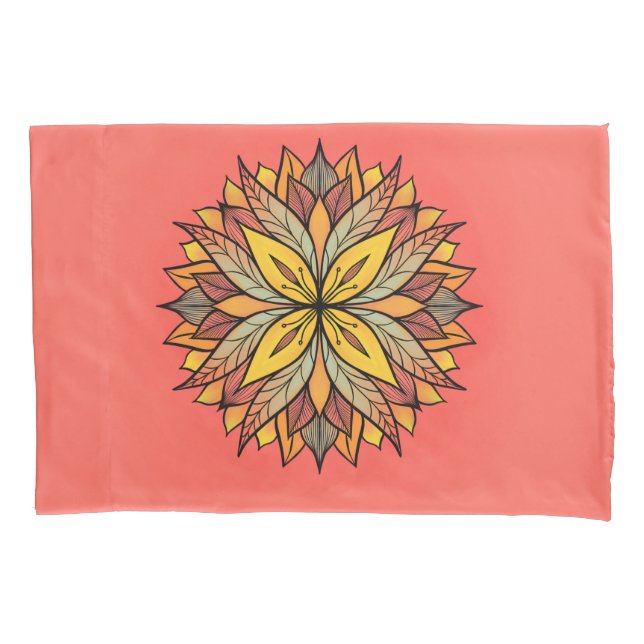 Boho Floral Mandala Colourful Pillowcase (Front)