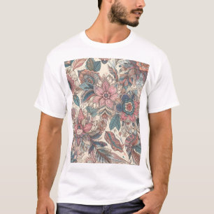 Boho Floral Mandala Pattern Art Print T-Shirt