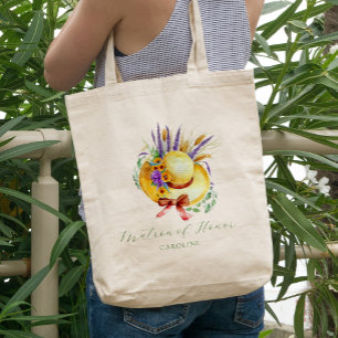 Boho floral matron of honour name  tote bag