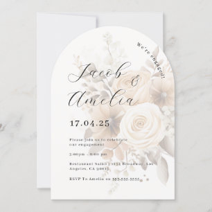 Boho Floral Modern Arch Engagement Party   Invitation