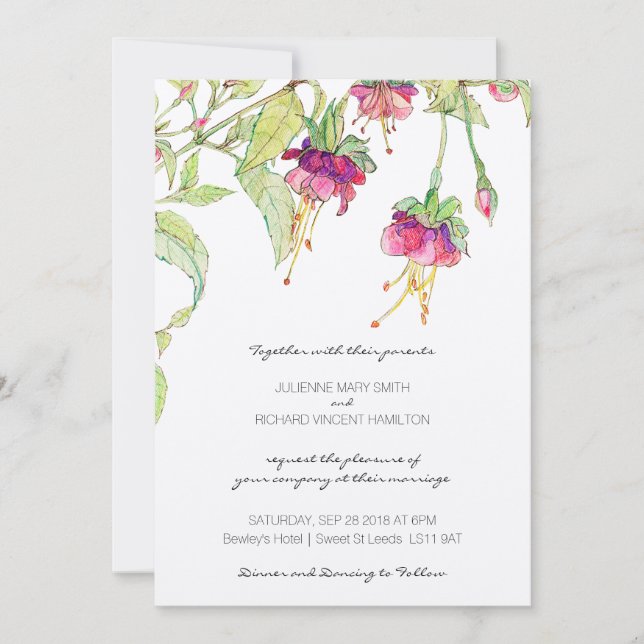 Boho Floral Modern Botanical Wedding Invitations (Front)