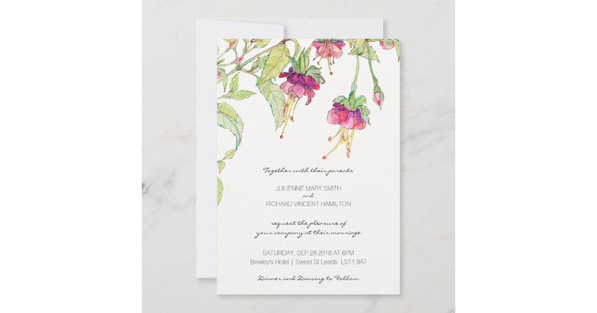 Boho Floral Modern Botanical Wedding Invitations Zazzle
