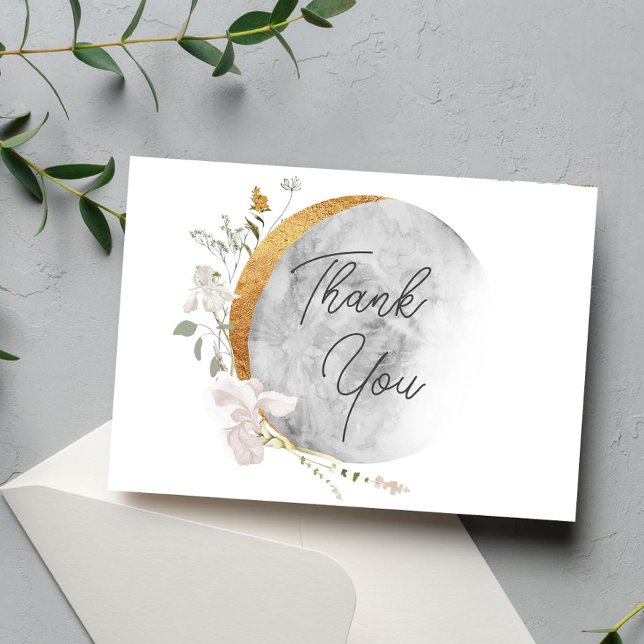 Boho floral moon baby shower sprinkle thank you card (Creator Uploaded)