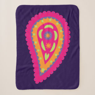 Boho Floral Motif Sherpa Blanket