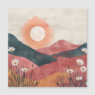 Boho Floral Mountain Sunset – Rustic Nature