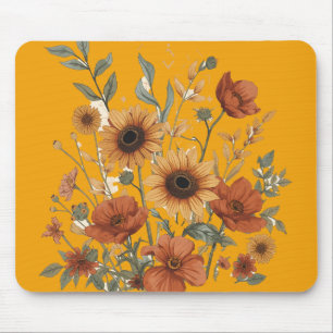 Boho Floral Mouse Pad – Warm Sunflowers
