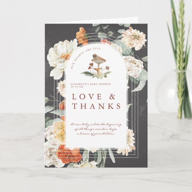 Boho Floral Mushroom | Baby Shower Thank You (Front)